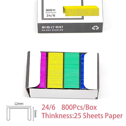 Portable Mini Stapler Set for 24/6 and 26/6 Staples - Stylish Office Supplies for Paper Binding