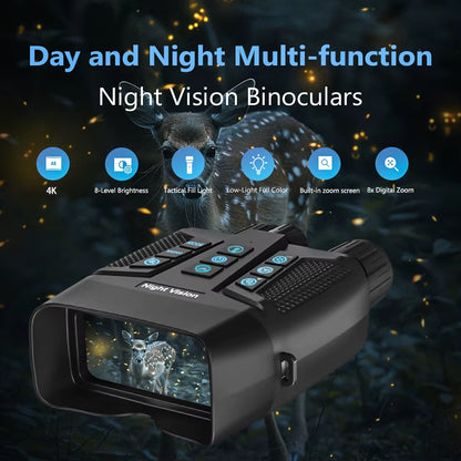 600M Night Vision Binoculars with 4K HD Infrared and 8X Digital Zoom for Outdoor Activities such as Bird Watching, Camping, and Hunting