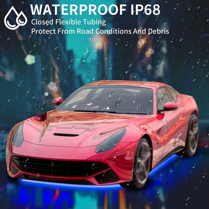 RGB LED Underbody Car Lighting Kit with Remote/App Control - Flexible, Waterproof Decorative Strip Lights